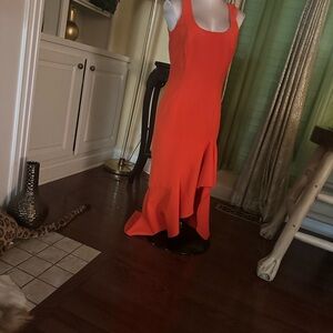 Bardot Bold Orange Sleeveless Ruffle-Hem Dress